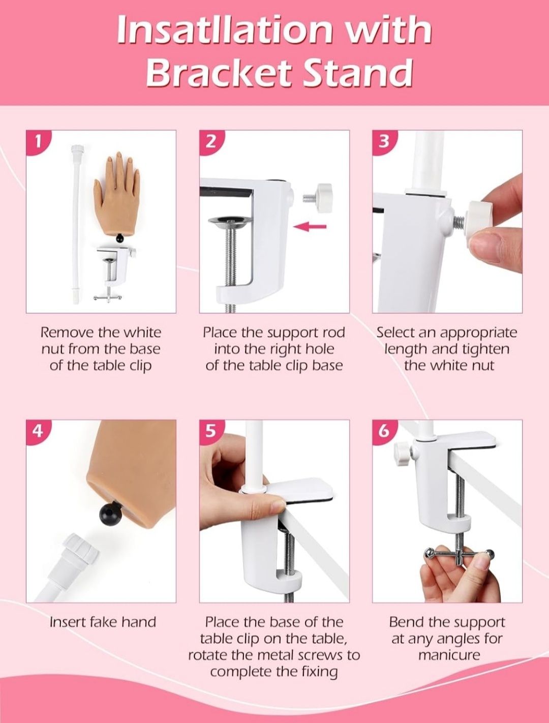 Mão de silicone para treino de manicure
