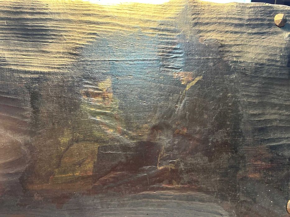 Par de gravuras antigas coladas em madeira