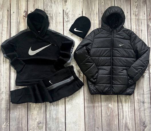 Спортивный костюм теплый мужской Nikeкуртка+шапка