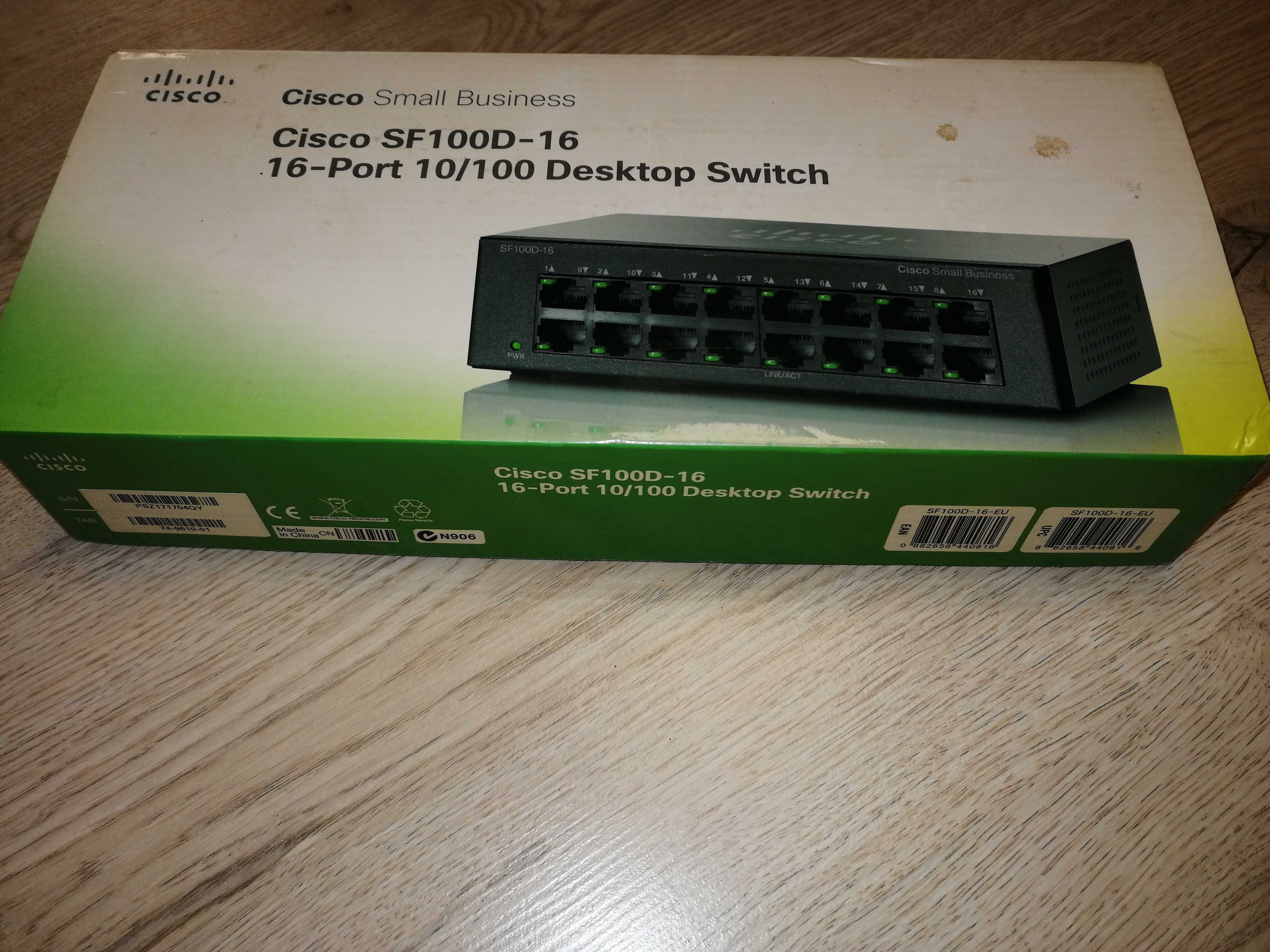 Cisco 16p SF100D-16-EU 100bps przełącznik Nowy