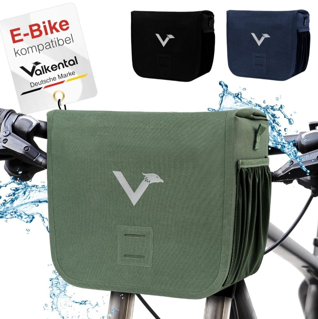 Valkental® - Wodoszczelna torba na kierownicę KLICKfix zielona