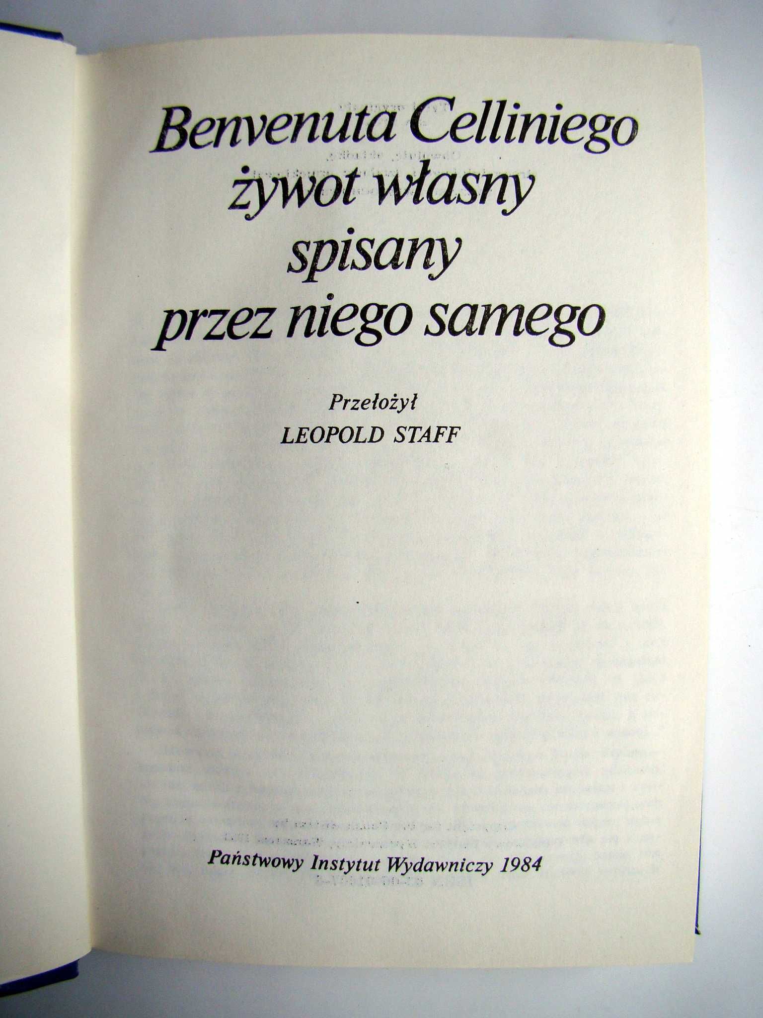 Benvenuta Celliniego żywot własny spisany przez niego samego