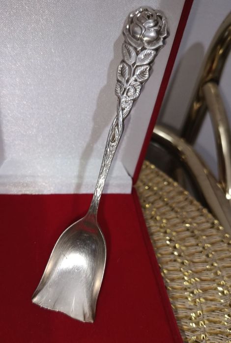 Srebrna Unikatowa antyczna Łyżeczka do cukru