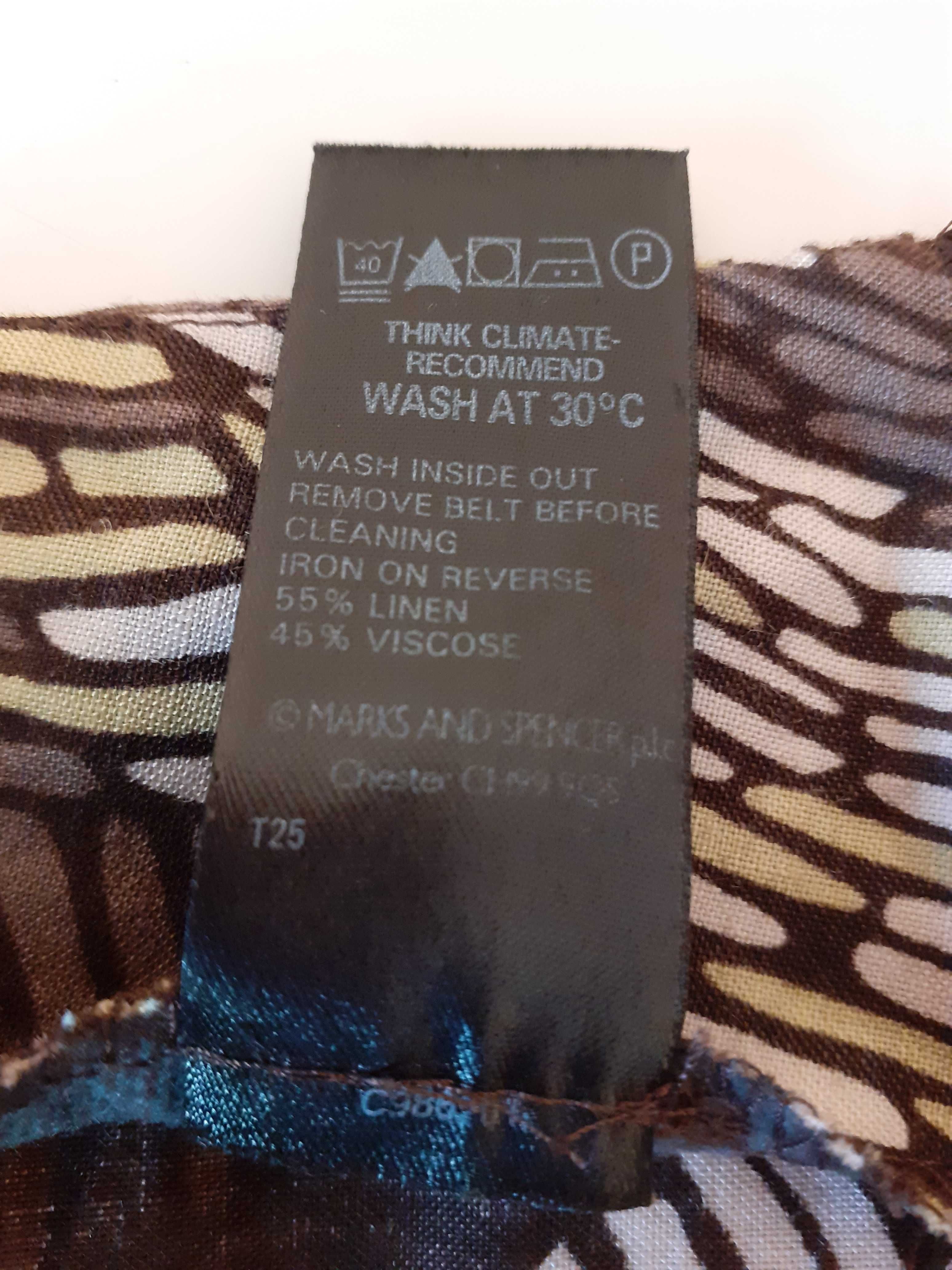 44 Spódnica dla niskich długa maxi wzory len wiskoza Marks & Spencer