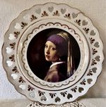 **Dziewczyna z perłą Vermeer Dekoracja Obraz Talerz Porcelana Vintage