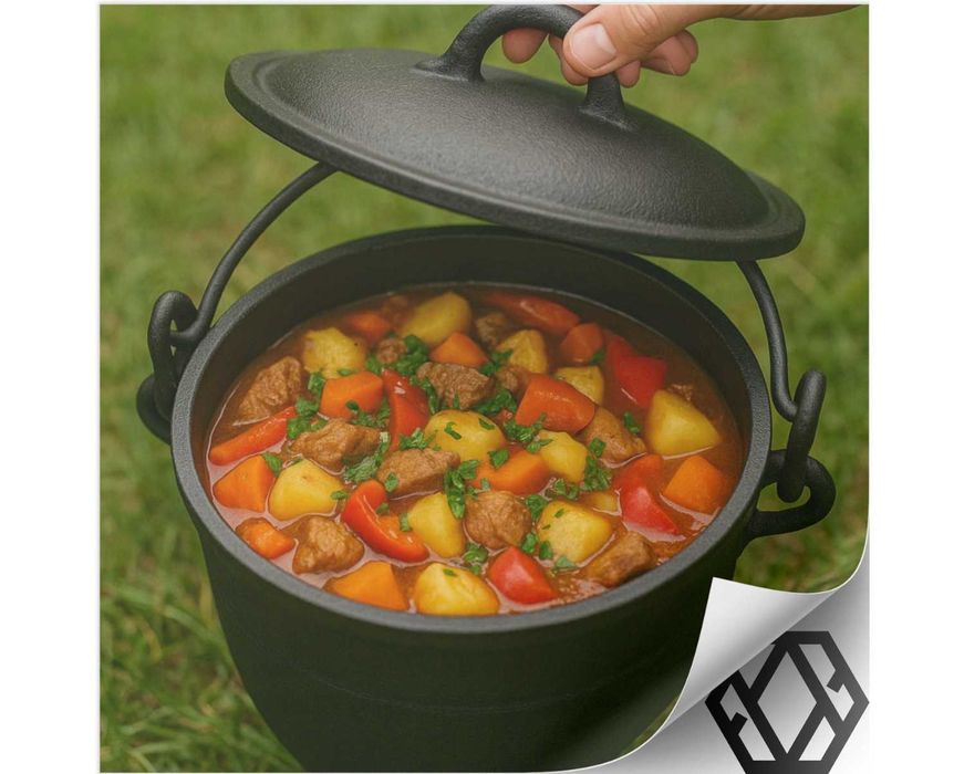 Kociołek Żeliwny 8L Myśliwski Garnek Węgierski Na Ognisko Grill