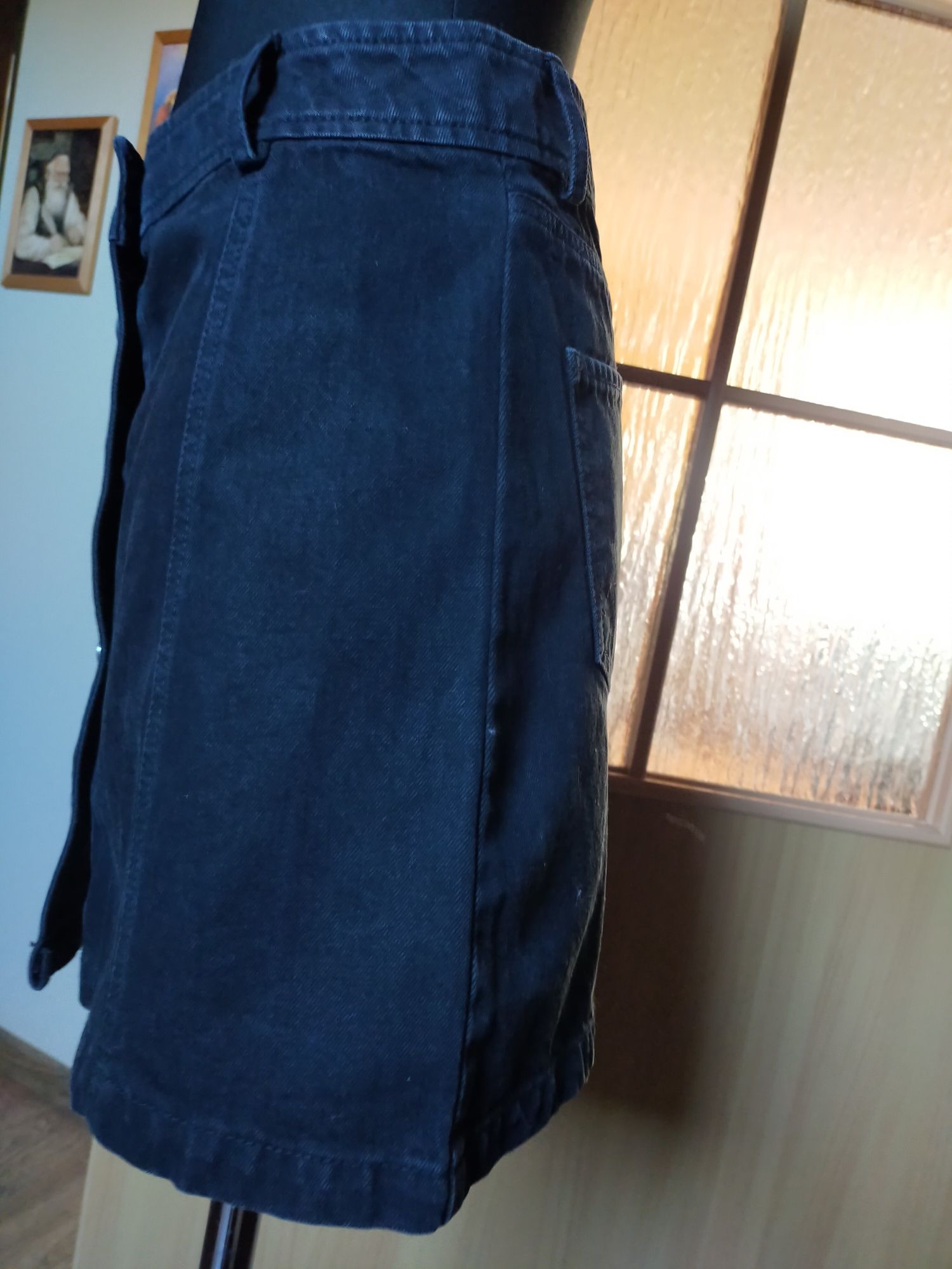 Spódnica jeansowa jeans czarna guziki Jane Norman rozmiar 36 S