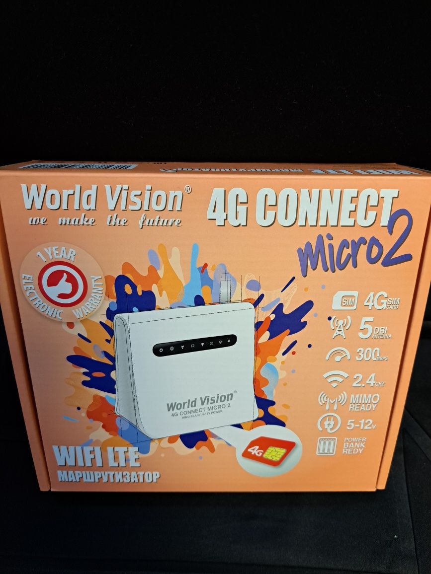 Комплект для мобільного 4G інтернету роутер World Vision micro 2
