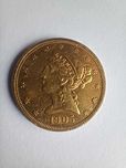 Złota moneta 5 $ USD dolarów rok 1905 Liberty Head Złoto Oryginał
