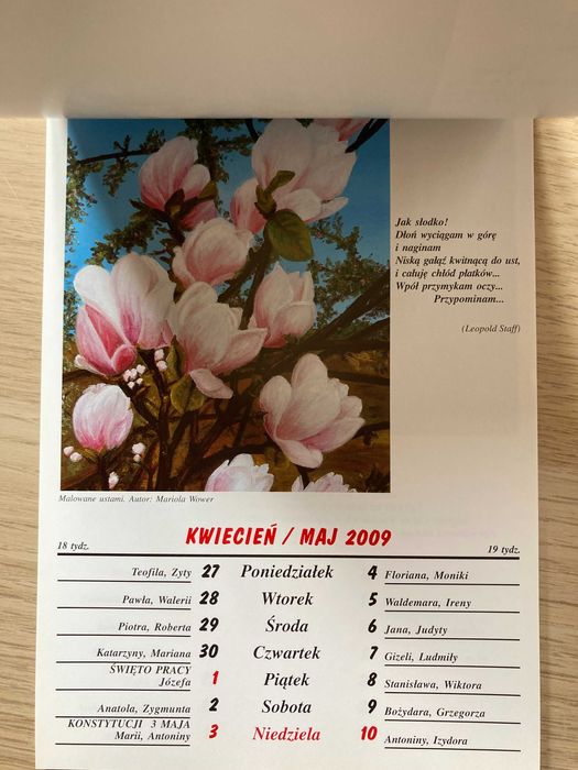 Reprodukcje obrazów malowane stopą,ustami.Kartki Kalendarze