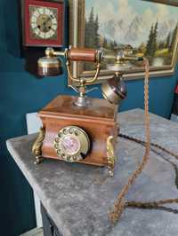 Stary telefon drewno i mosiądz sprawny