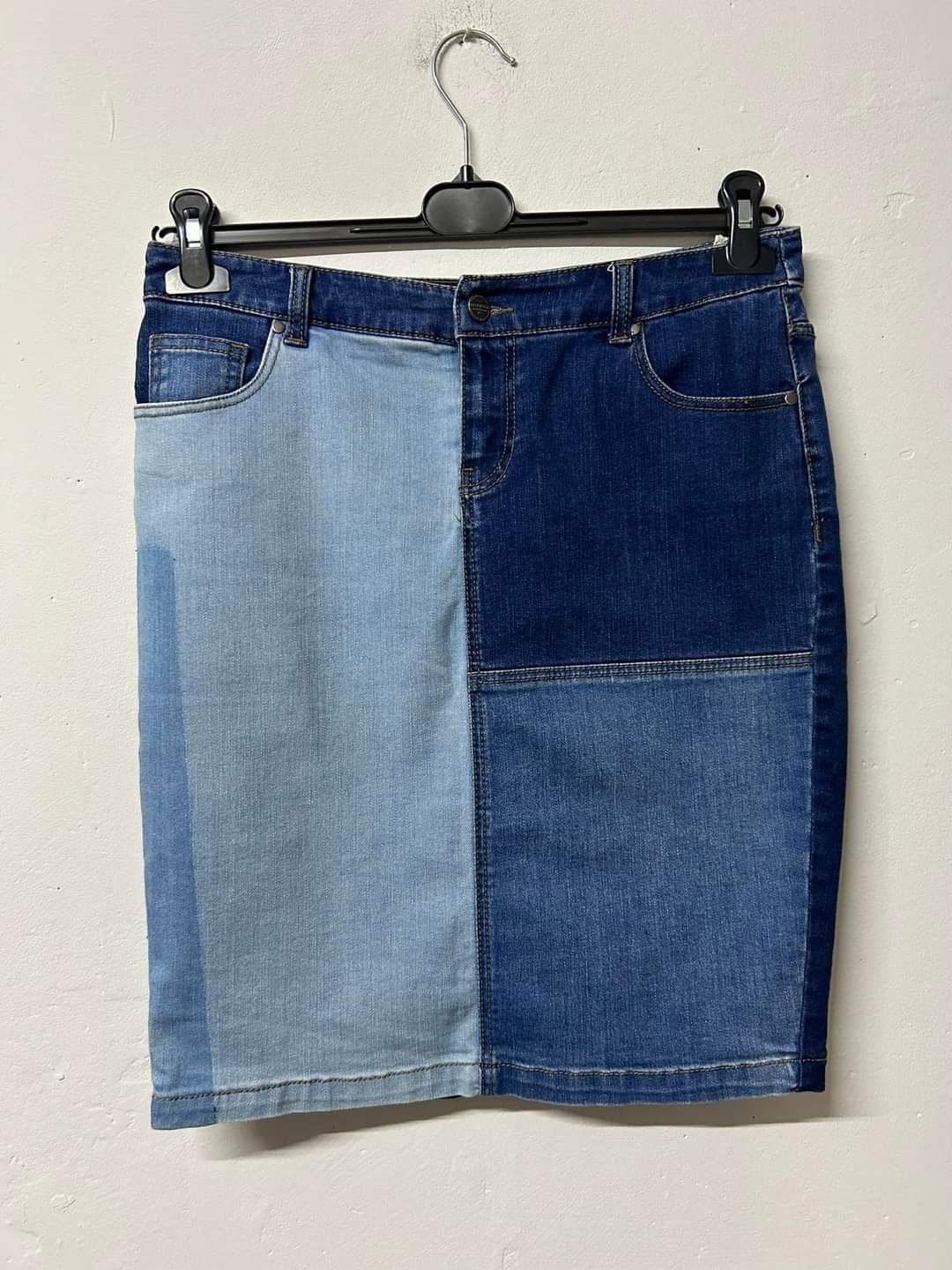 Spódniczka jeansowa do kolan jeans M 38 lato niebieska granatowa kiesz