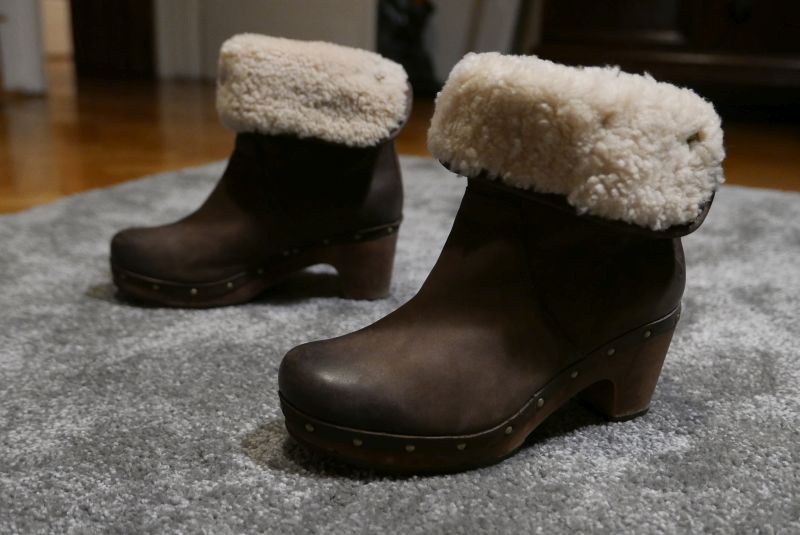 Oryginalne skórzane botki kozaki UGG ocieplane wełną owczą 36 / 24 cm