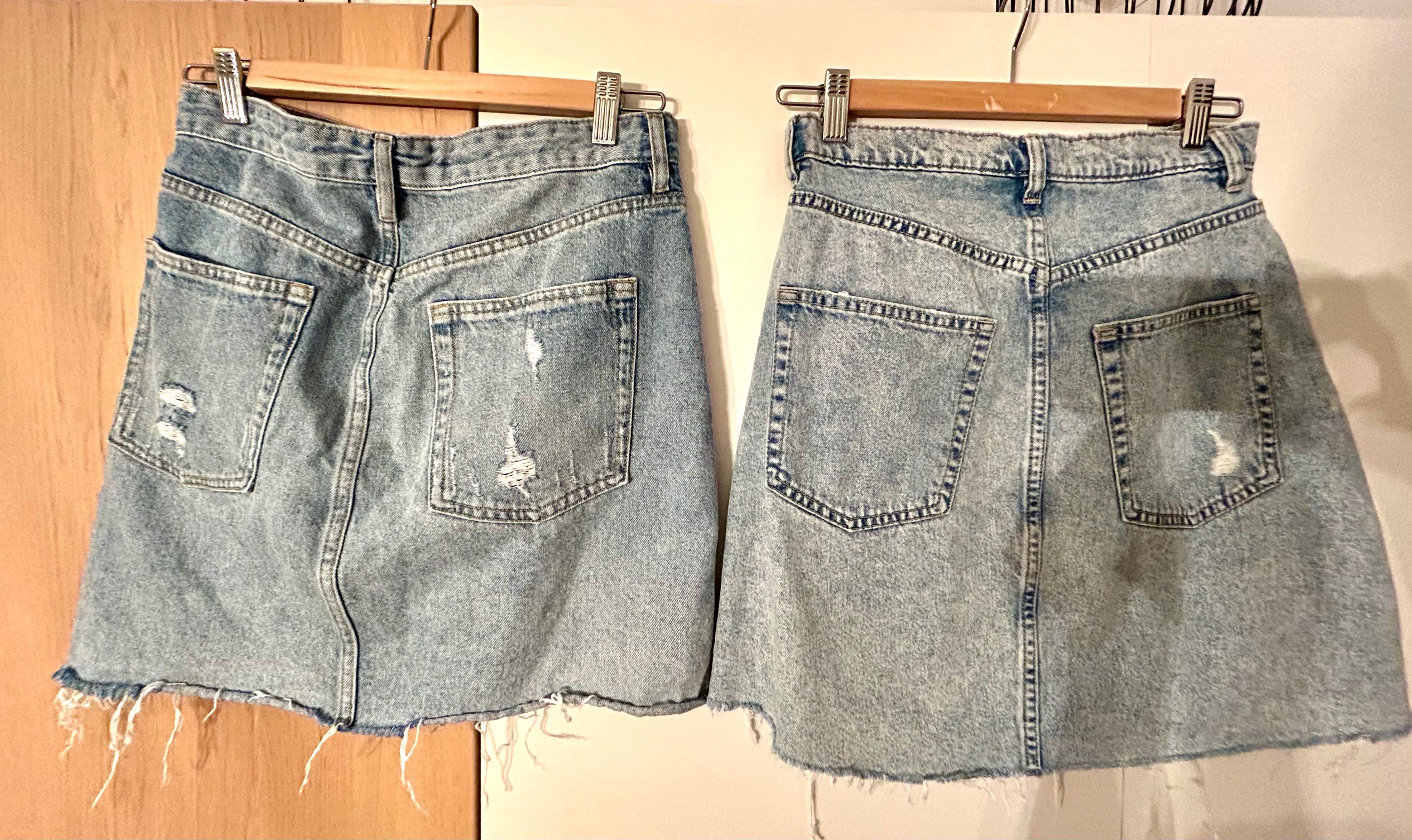 Mini spódnica jeansowa przetarte jasny jeans 34