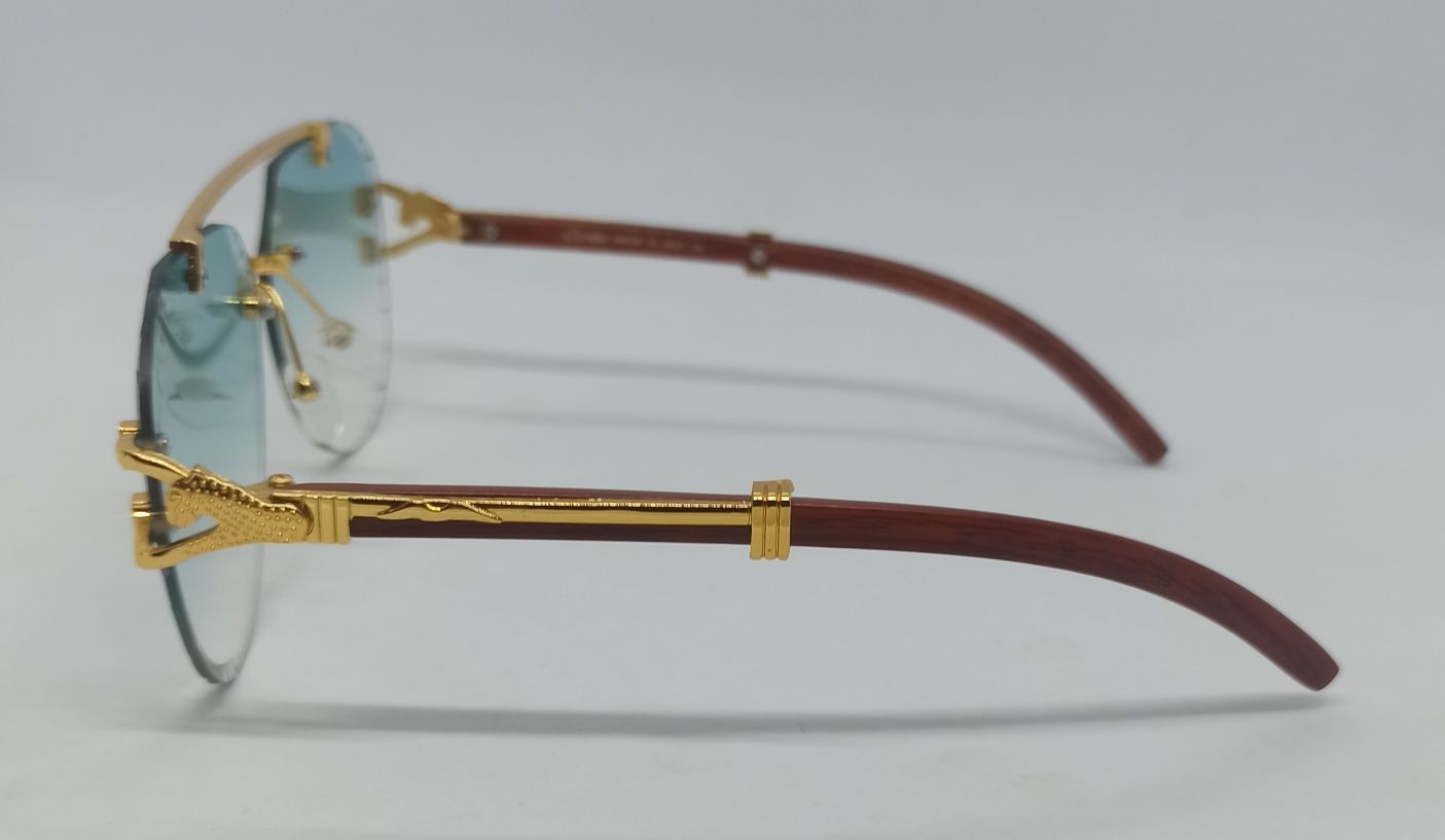 Cartier модные женские очки  голубой градиент безоправные в золоте