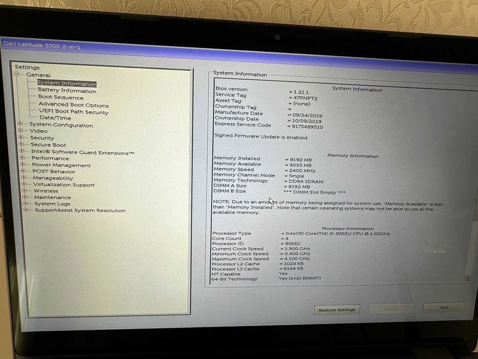 Dell 13.3 Latitude 5300 Core i5-8365U RAM 8GB 256GB Win10 Сенсорний