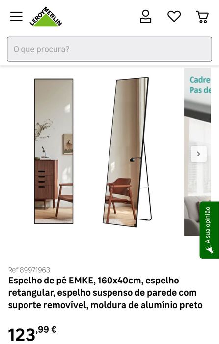 Espelho em pé com suporte