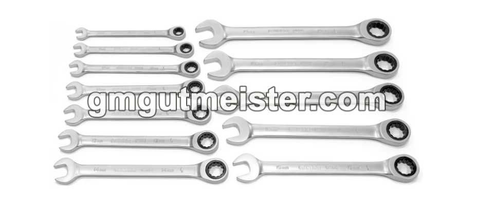 Набір ключів Рожково-Накидних з трещітко GUT MEISTER 12 ШТ 8-19MM