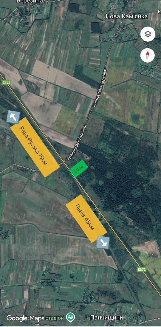 Земельна ділянка 2 га, с/г призначення, біля траси Львів - Рава-Руська