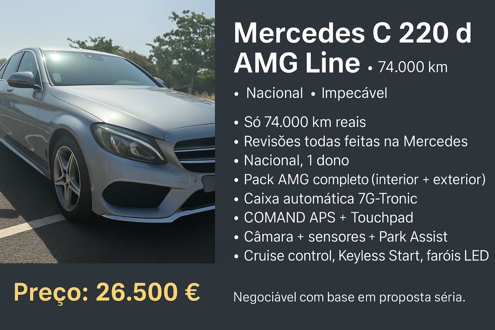Mercedes-Benz C 220 d BlueTEC AMG Line -74.000 km Nacional