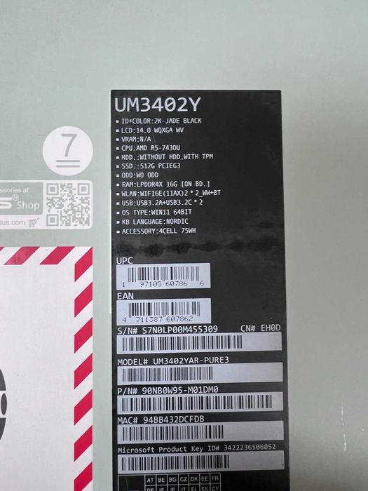 ASUS Zenbook UM3402YAR 14"IPS 2.5k Ryzen 5-7430U 16/512Gb підсвітка