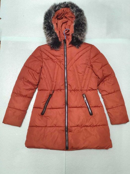 Яркий Коралловый Пуховик Парка. Размер S (42-44). См. замеры!