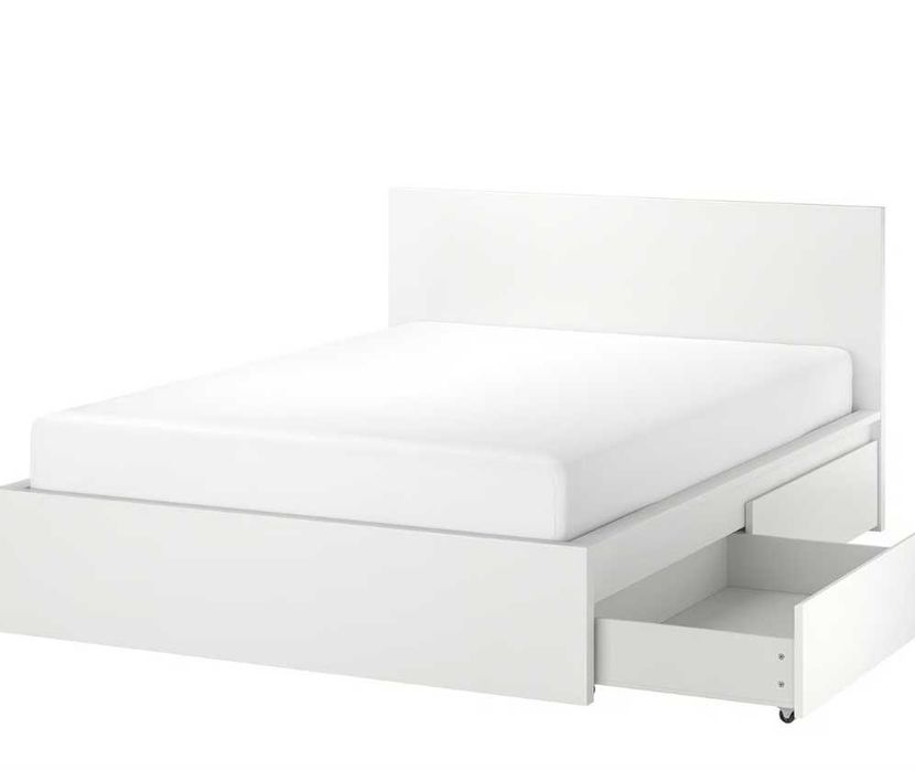 Cama Malm Ikea, branca com 4 gavetas