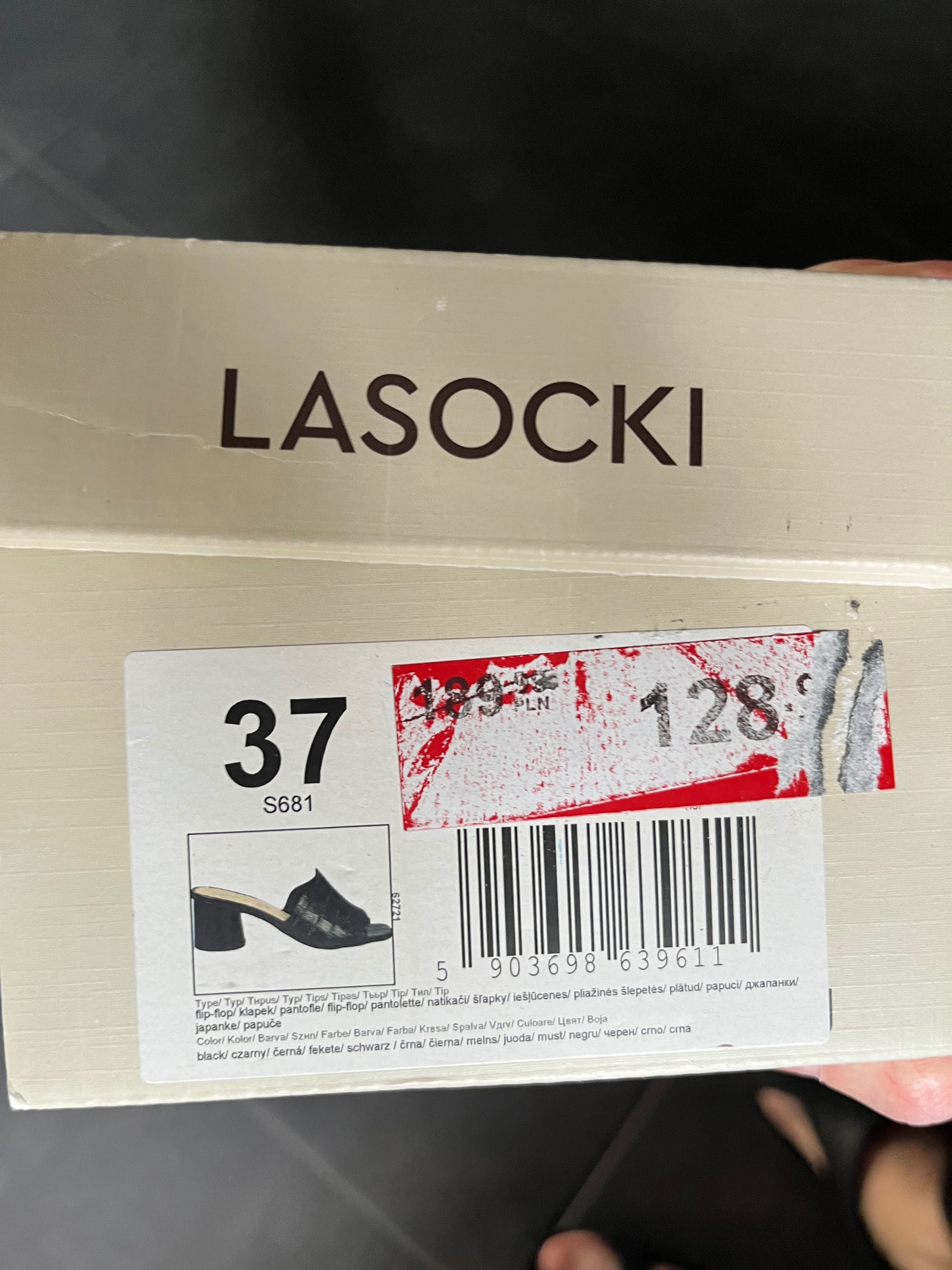 Czarne klapki Lasocki skórzane