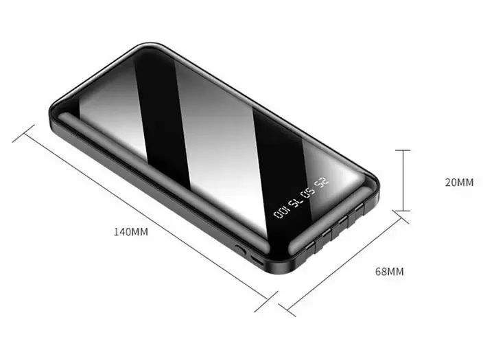 Power Bank 20000mAh 4 кабелі Павер банк 4 в 1 USB LCD