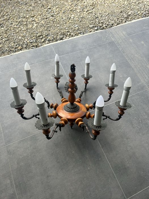 Żyrandol mosiężny PRL