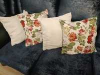 Poszewki dekoracyjne na poduszki (jaśki) kwiatowe kremowe