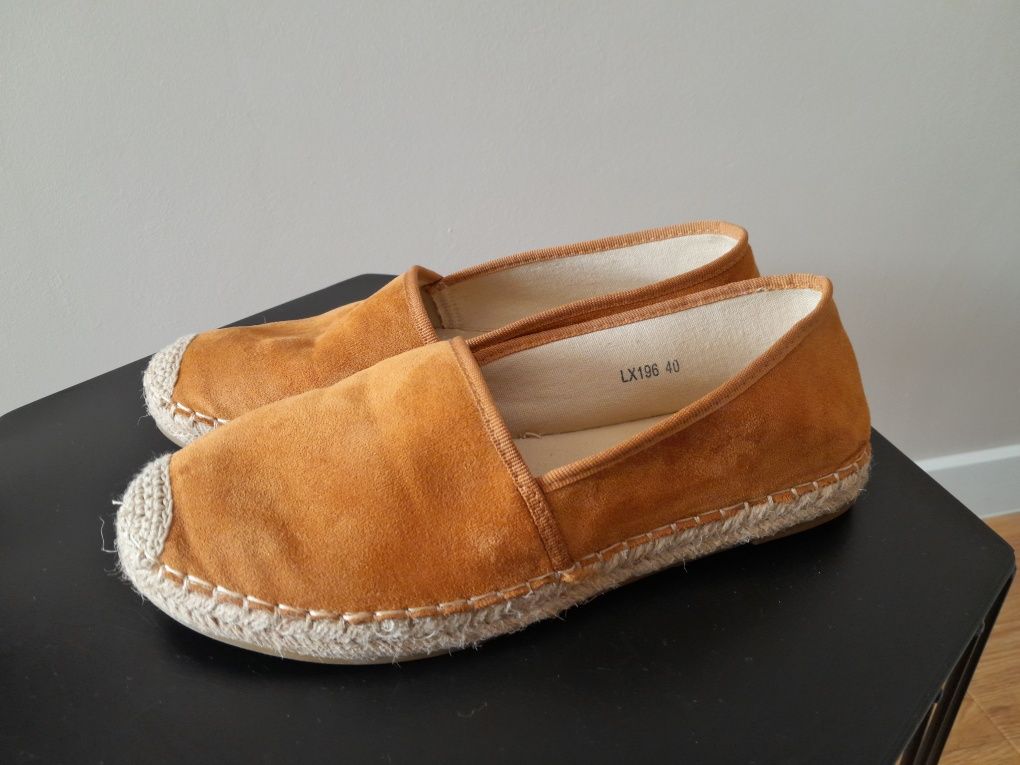 Espadryle brązowe rude camel 40 25cm damskie buty