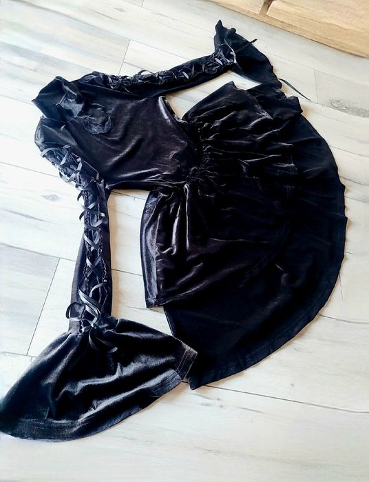 Nowa aksamitna gotycka czarna sukienka Alternativ  Moon