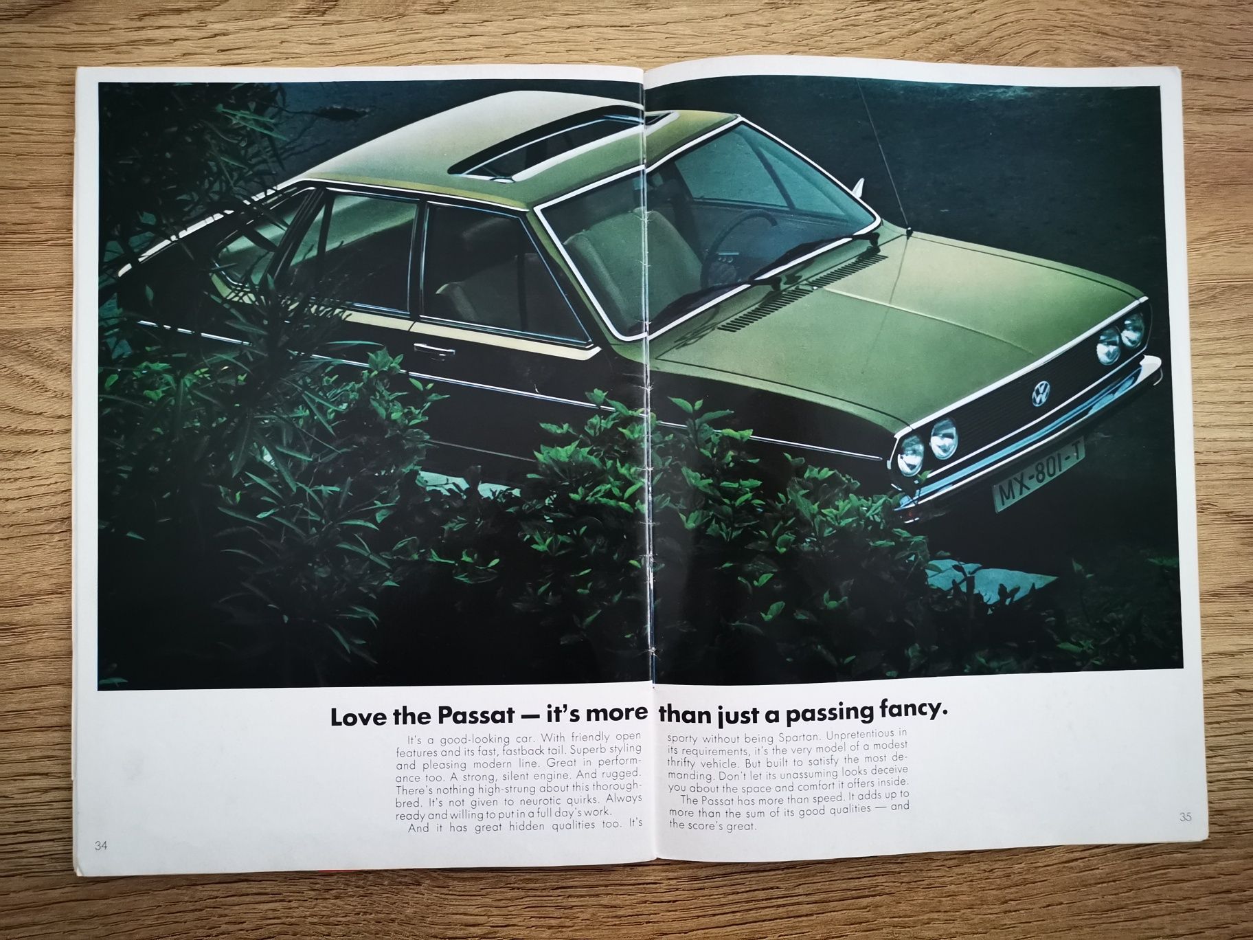 Prospekt z 1973 roku Volkswagen Passat (j. angielski)