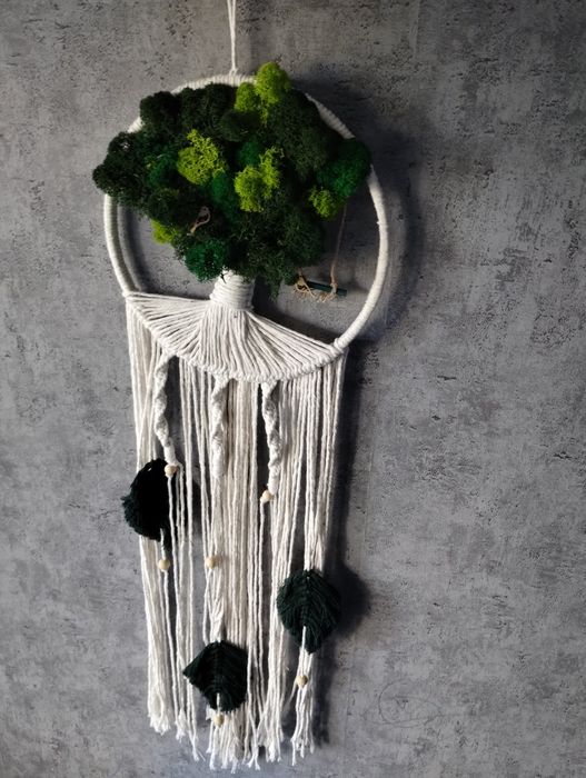 Makrama - drzewo, mech chrobotek