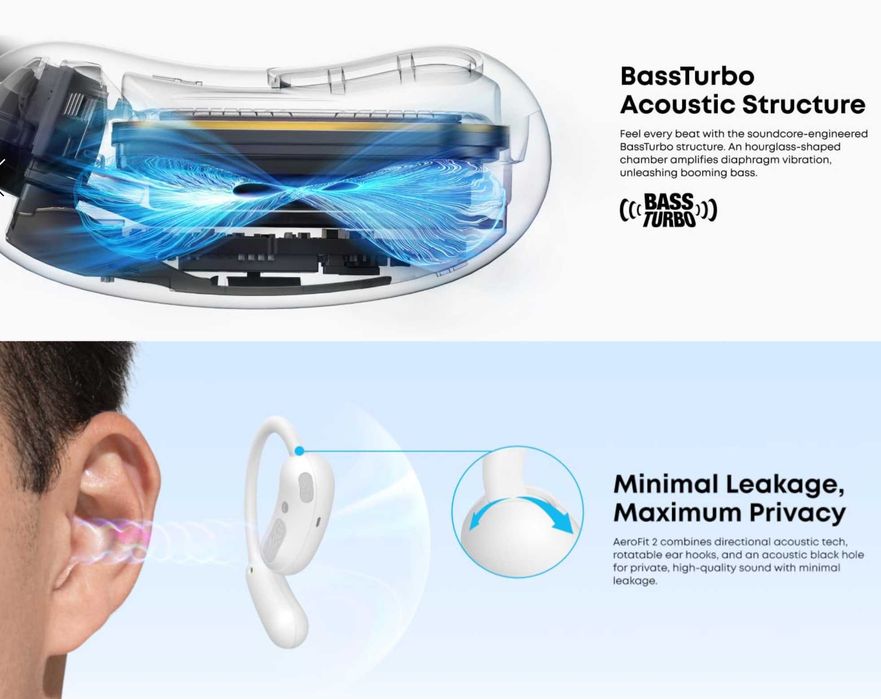 Навушники Anker Soundcore AeroFit 2 Hi-Res Audio LDAC White/Black