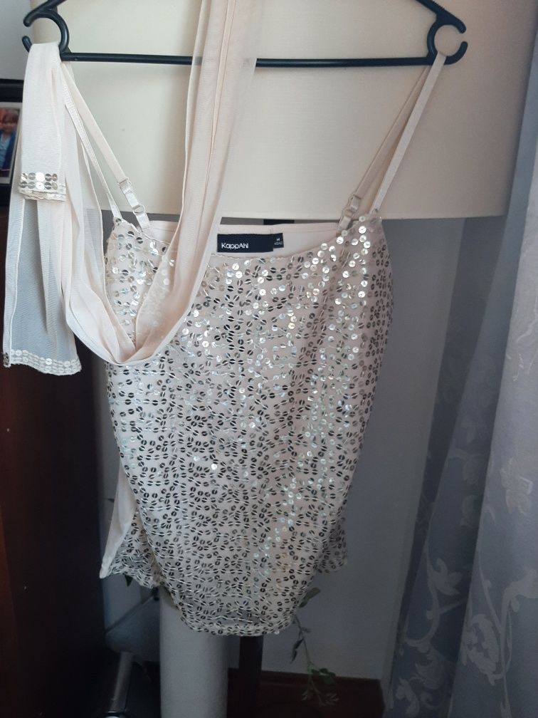 Elegancka bluzeczka z cekinami i apaszką karnawał sylwester
