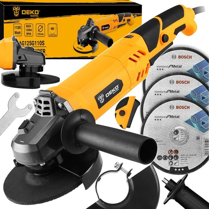 Szlifierka Kątowa Kątówka 1100w 125mm Z Regulacją Obrotów Deko + 3 Tar