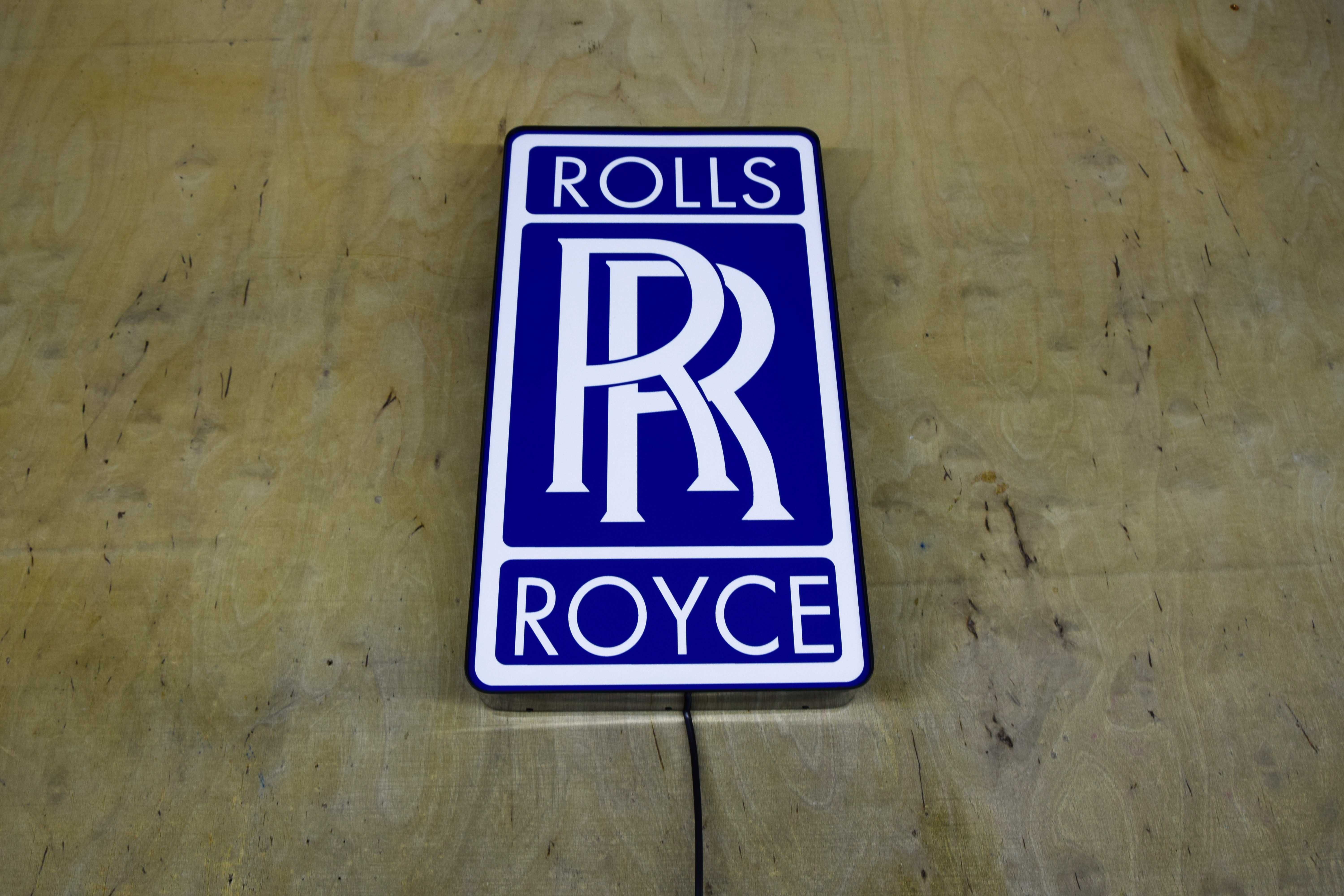 Reklama ROLLS ROYCE, Podświetlane Logo, Neon LED, Znaczek 3D, Prezent