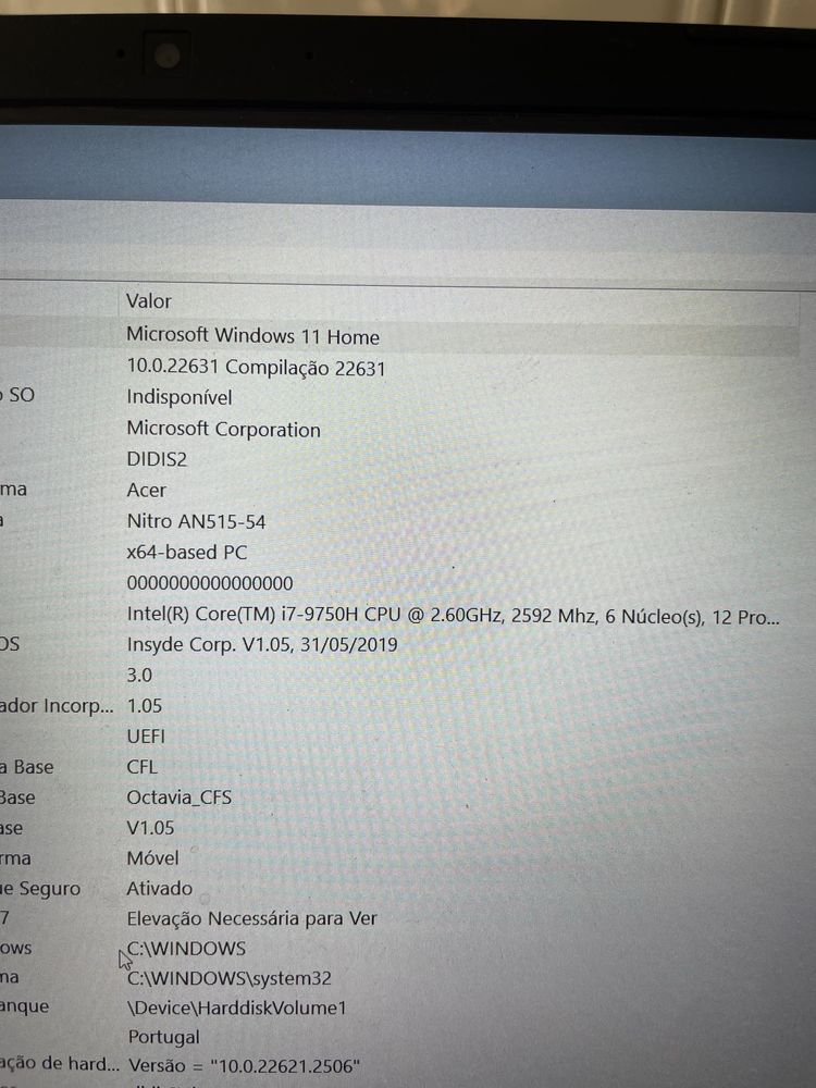 Portatil Acer nitro 5
