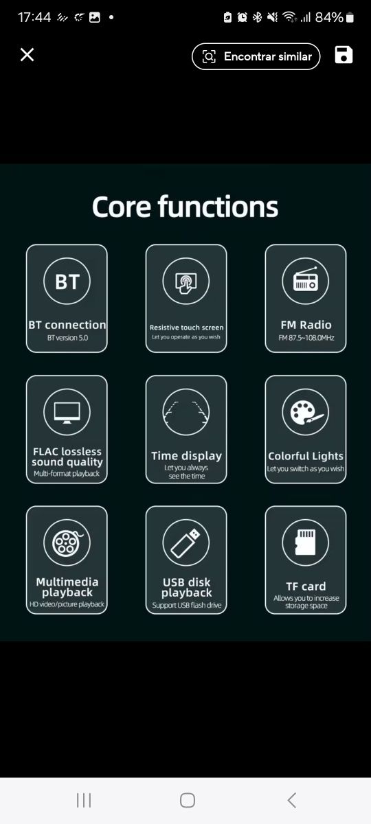 Auto Radio 1 DIN – Ecrã Tátil 4,1" HD | Bluetooth | USB | FM