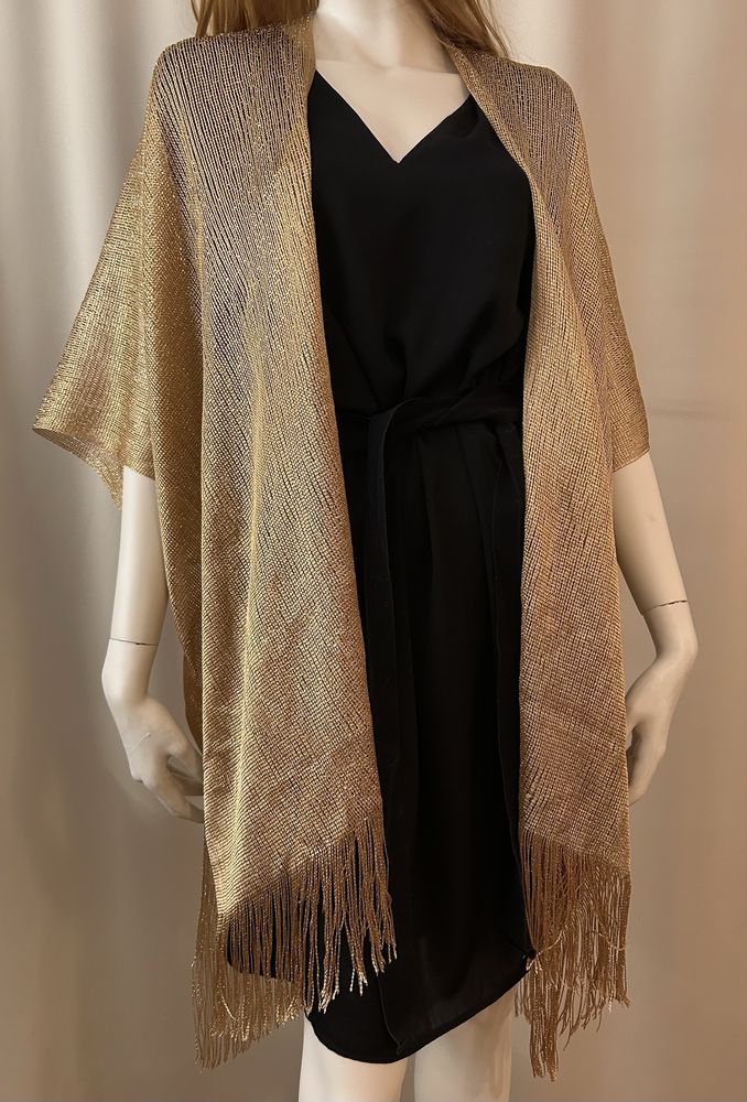 Zlota narzutka poncho elegancka kimono luksus
