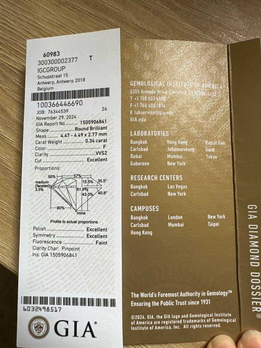 Pierścionek z diamentem 0.34ct GIA VVS2 F srebro oksydowane unikat