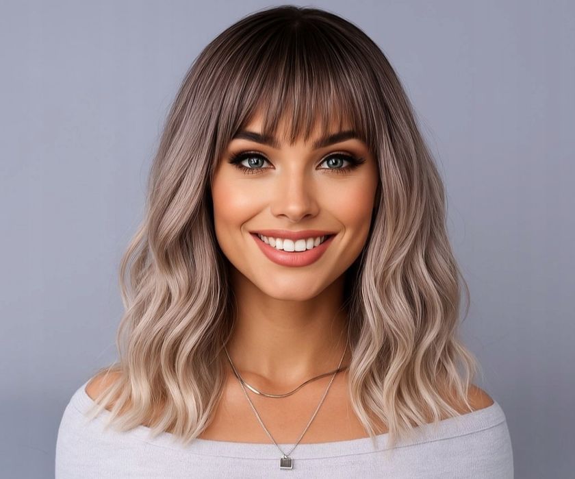 Peruka damska blond ombre z grzywką!