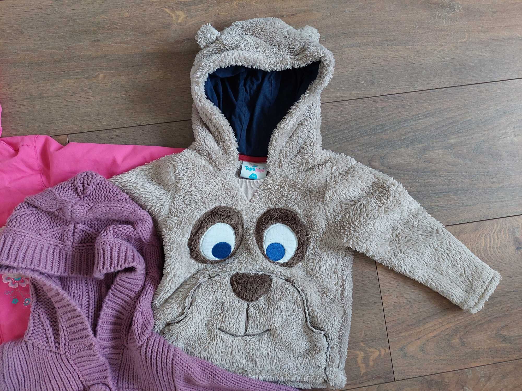 3x bluza, kurtka dla dziewczynki r. 80, 86, 92