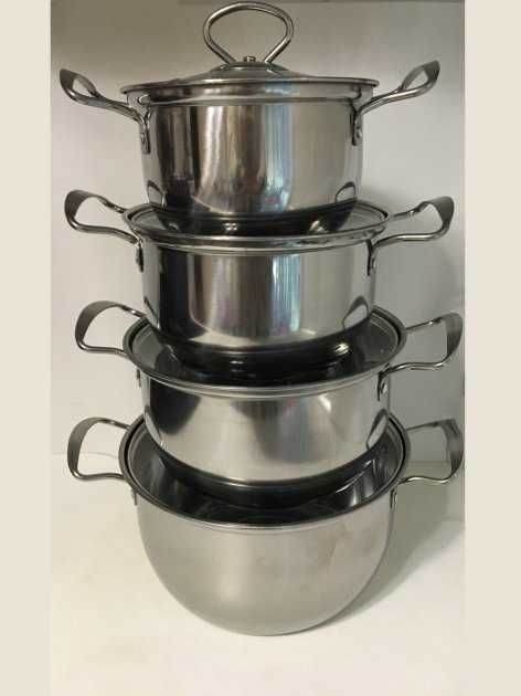 Набор кастрюль UN-5072 на 8 предмета из нержавеющей стали, 1.1л - 3.2л