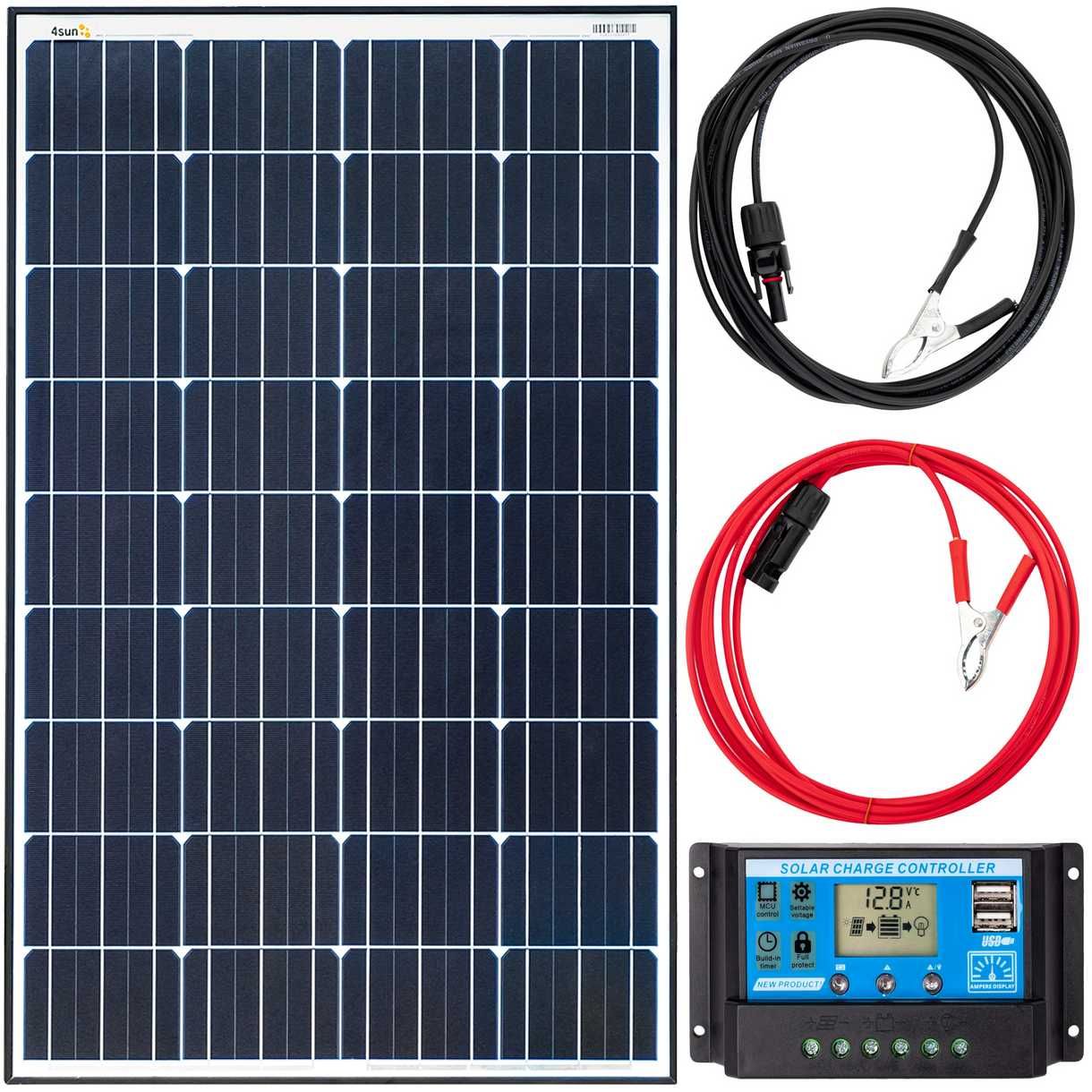 Panel solarny bateria słoneczna 100w 12v regulator [ZES274]