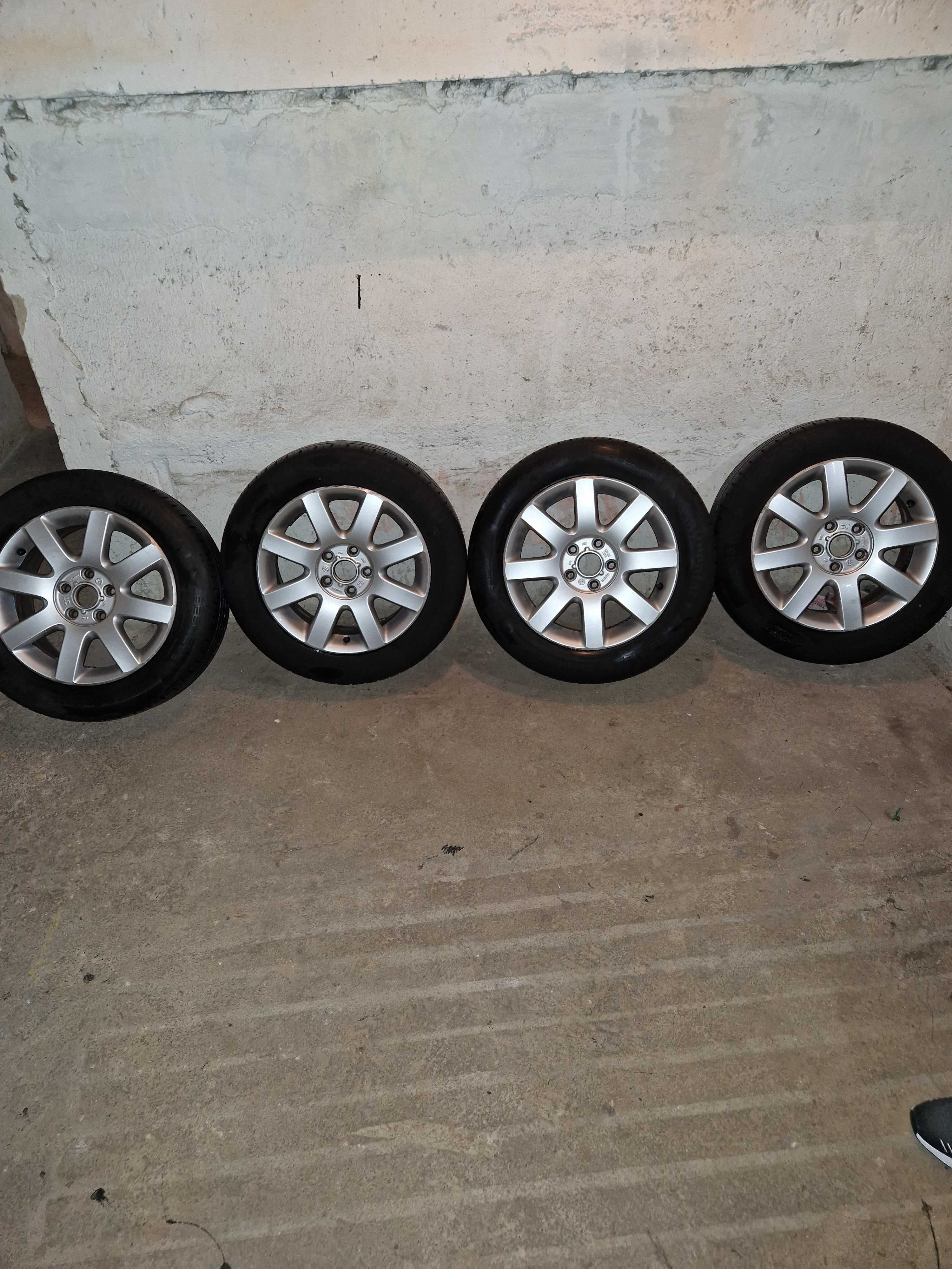 Oryginalne Alufelgi Vw Touran 16' 5×112 + Opony Letnie Continental