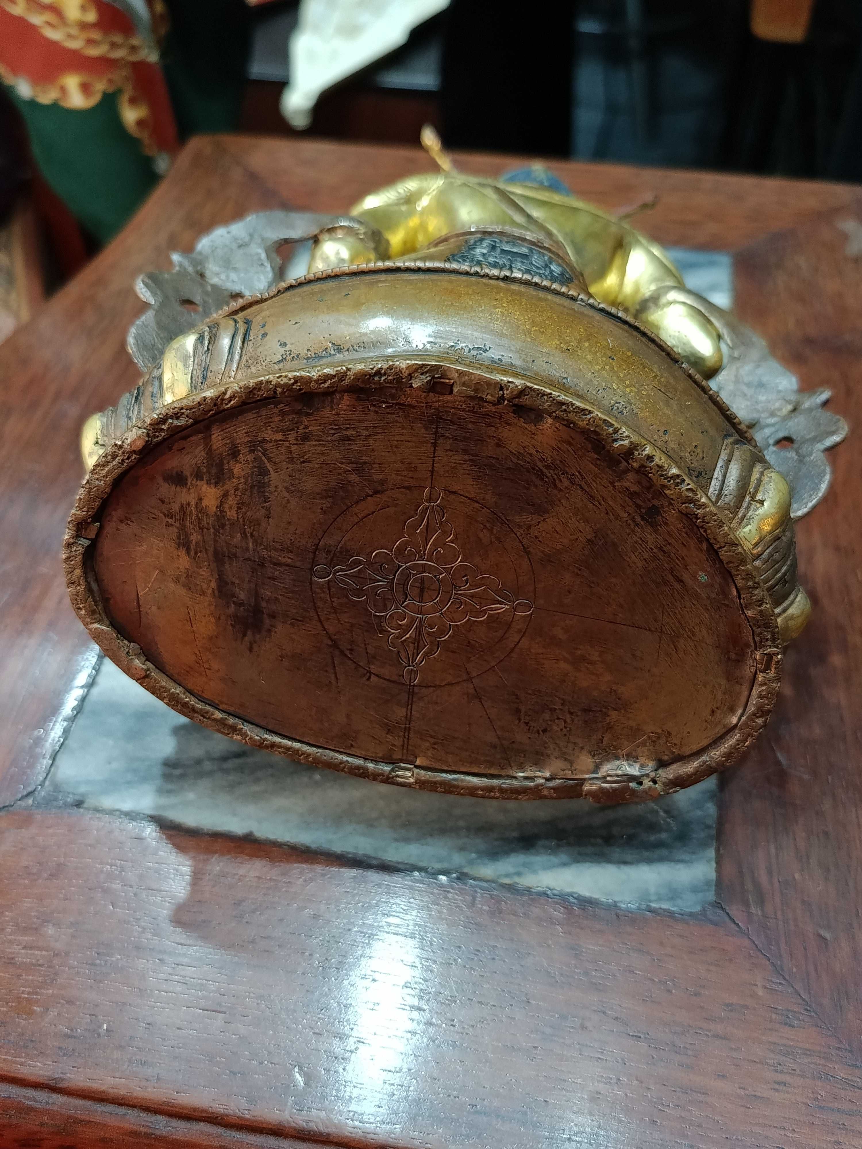 Buda Mongólia Séc XIX Ouro Prata Turquesas séc XIX 20 cm