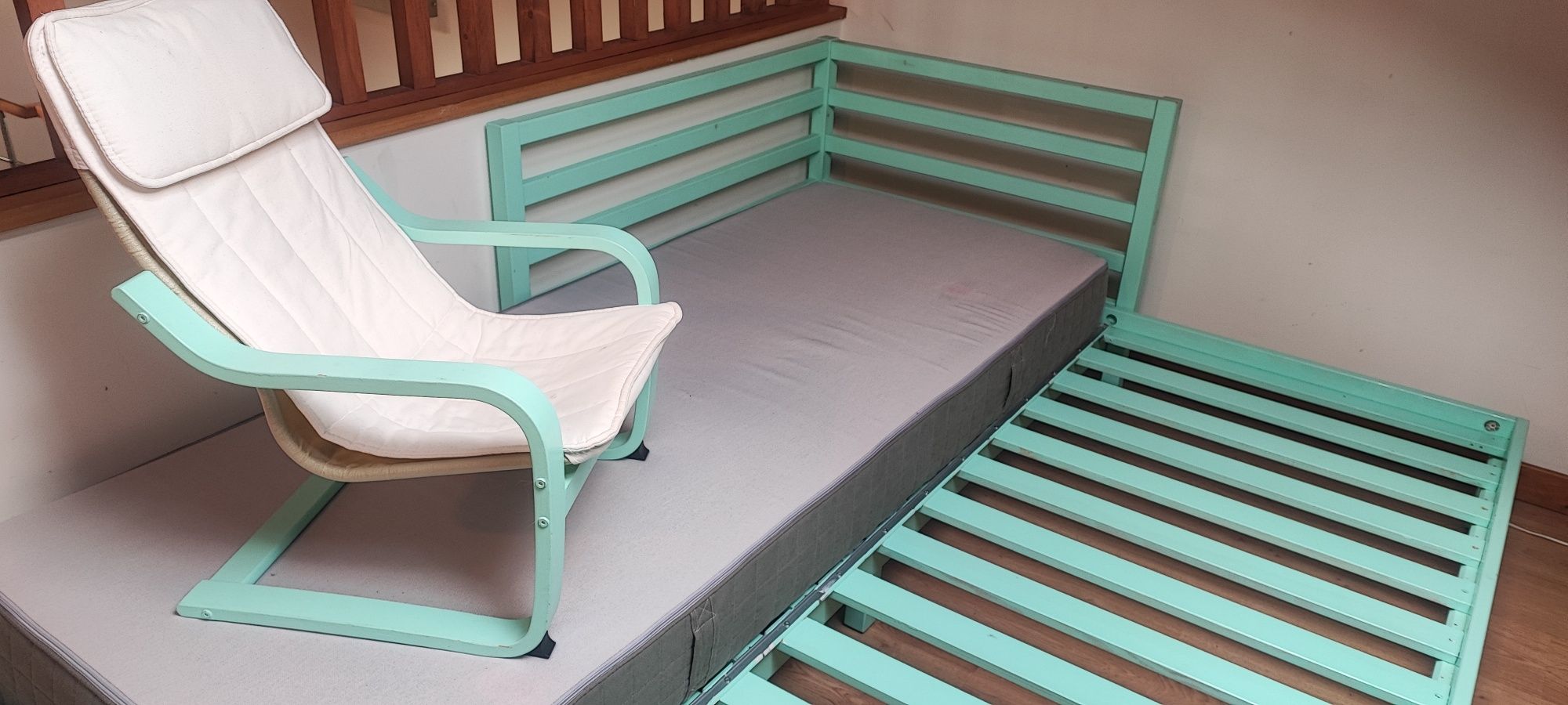 Cama de solteiro 80x200 extensível e colchão